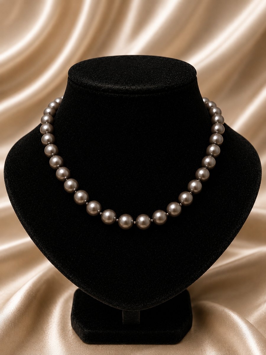 Bronze Metallic Shell Pearl Knotted Necklace