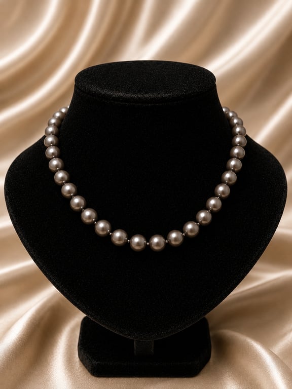 Bronze Metallic Shell Pearl Knotted Necklace