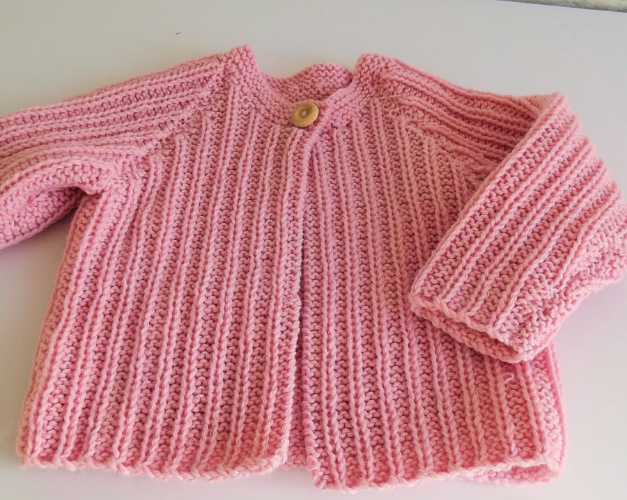 Babies Handknitted Jacket Cardigan, Pink, 12 to 18 months, hm120
