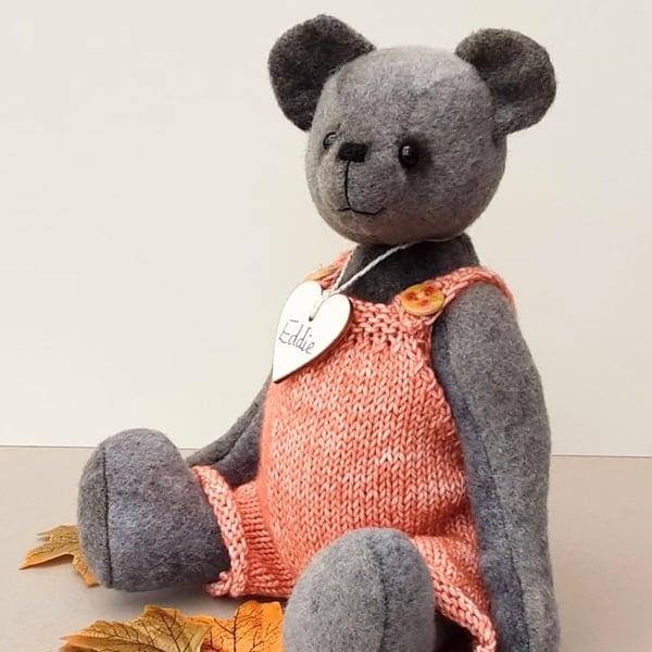 Teddy, handmade UK designed collectors bear, dressed teddy bear
