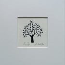 Treetop, Black Mini Linocut, Mounted Original Lino Print, Giuliana Lazzerini