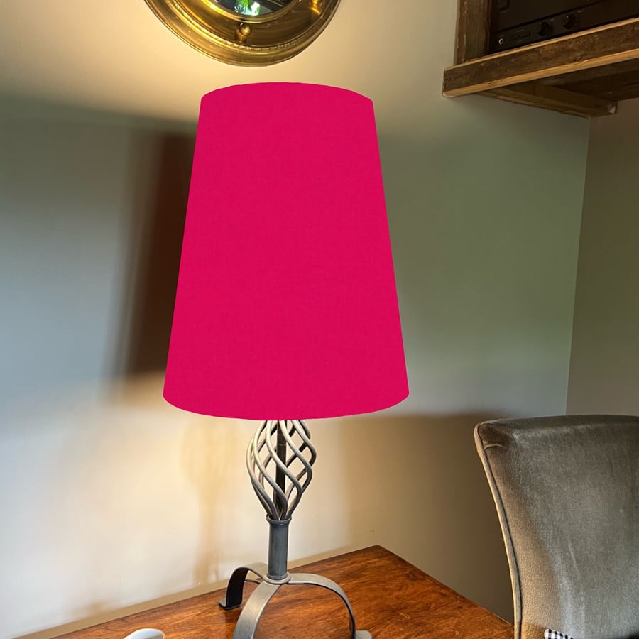 Cerise cone lampshade extra tall lampshade, cerise pink cotton cone