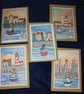 Quirky art, handmade paper collage Seaside postcards perfect for sending a smile