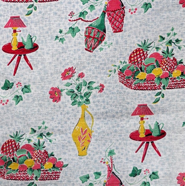 RETR0 50s Mid Century Homeware Flower Barkcloth Vintage Fabric Lampshade option 