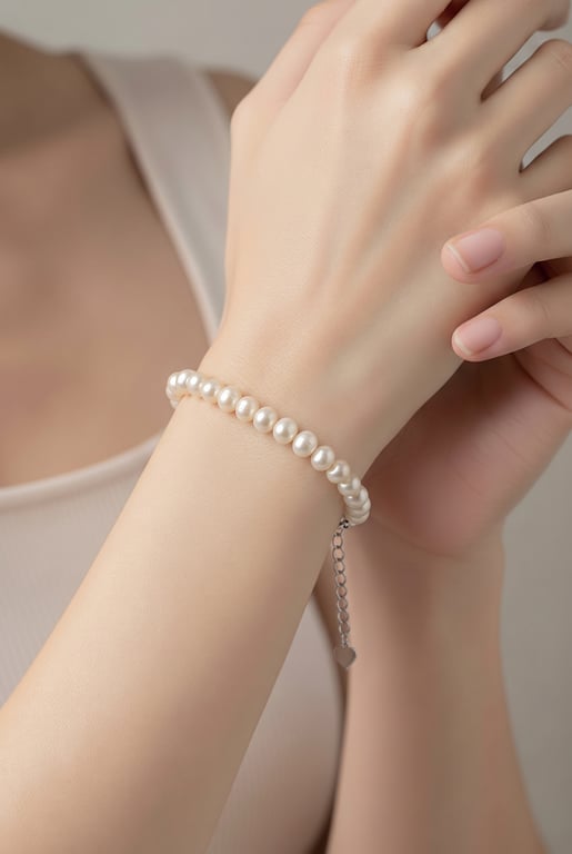 5mm Round Freshwater Pearl Sterling Silver Bracelet