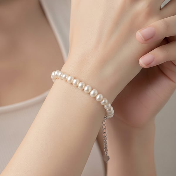 5mm Round Freshwater Pearl Sterling Silver Bracelet