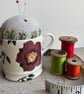 Repurposed hellebore cup embroidered pin cushion - Image 2
