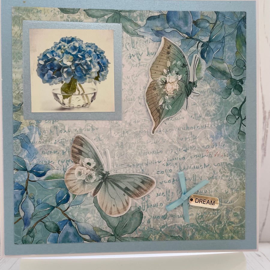 Shades of Blue Card Collection - Butterflies & Hydrangeas   C - 19