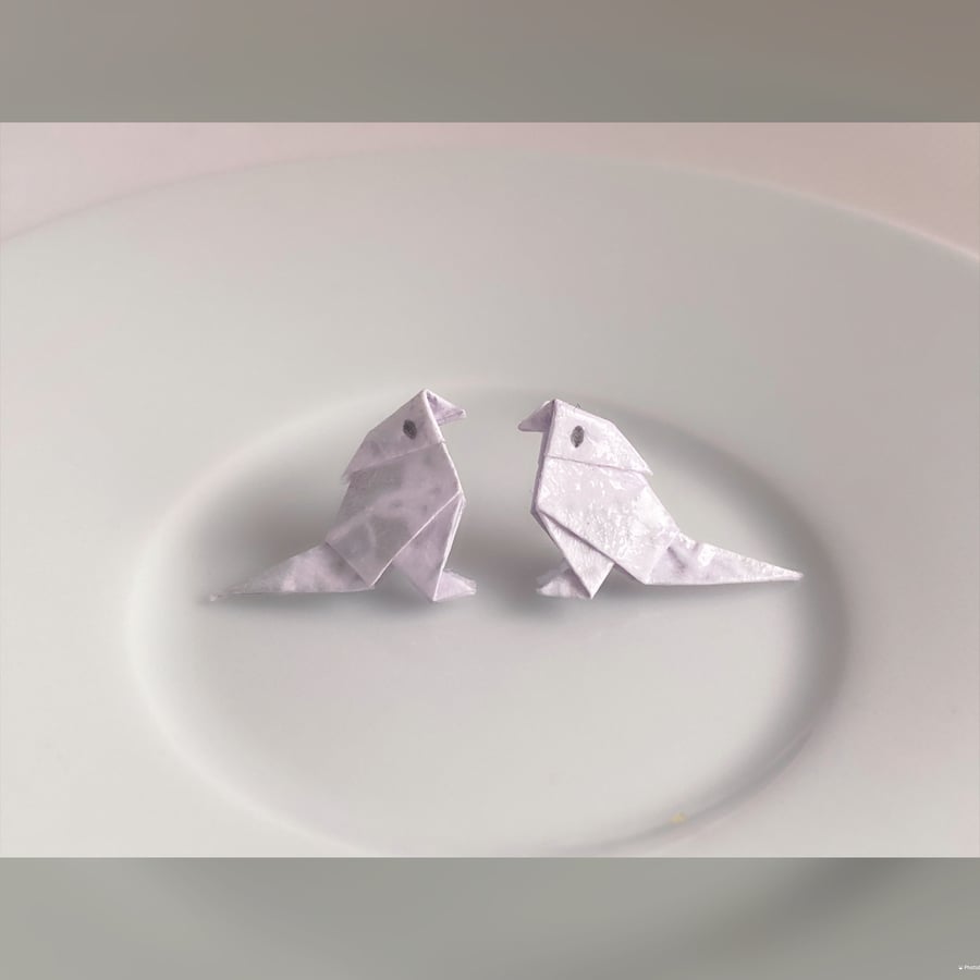 Origami Bird Earrings, Paper Bird Earrings, Tiny Stud Earrings, Bird Earrings