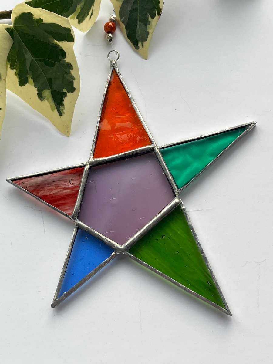 Stained Glass Star Suncatcher Decoration 