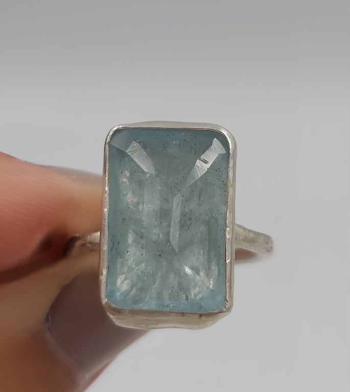 Octagon Aquamarine Ring - Size N