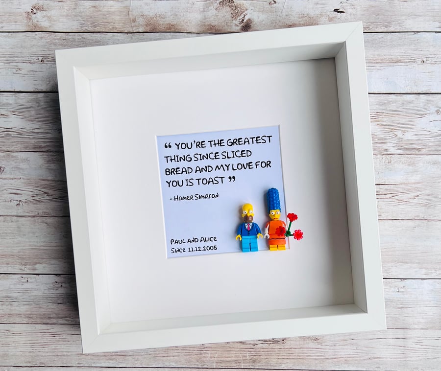 Homer & Marge Simpson Personalised Minifigure Frame