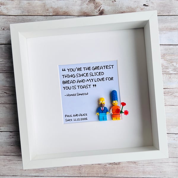 Homer & Marge Simpson Personalised Minifigure Frame