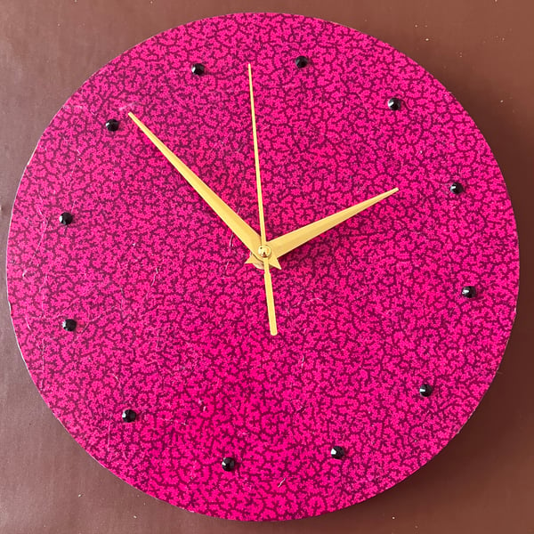 Decoupage Clock - pink