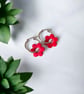Fire Red Flower Hoop Earrings - Image 3
