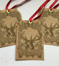  GIFT TAGS  ( set of 3) Autumn. Christmas.  Vintage-style .' Highland Stag' . - Image 2