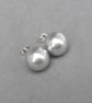 12mm Large Silver Pearl Stud Earrings - Chunky Light Grey Studs - Gift Ideas  - Image 3