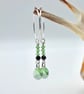 Black Spinel, Sterling Silver & Crystal Hoop Earrings, August Birthstone Gift