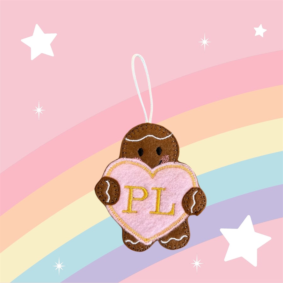 P.Louise obsessed gingerbread Embroidered Hanging Keepsake 