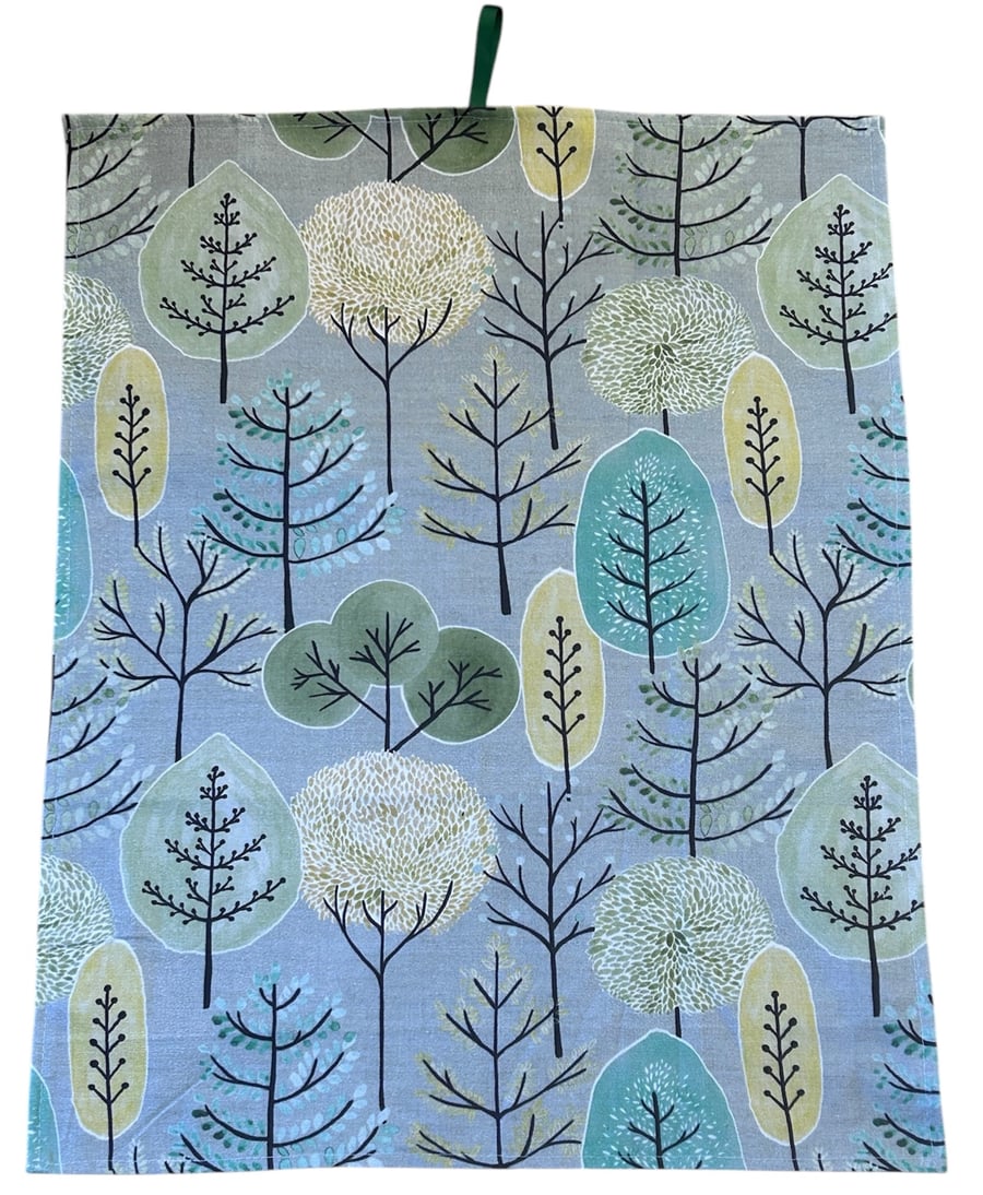 Tree Print Large Linen Tea Towel