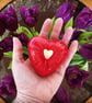 Ceramic heart pebble - red - Image 3