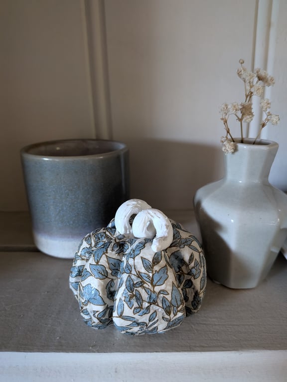 Autumn Leaves Blue Clay Pumpkin 