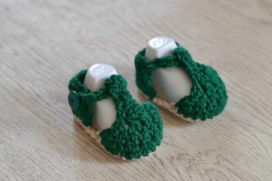 Boys Newborn Crochet Bottle Green T Bar Summer Baby Sandals