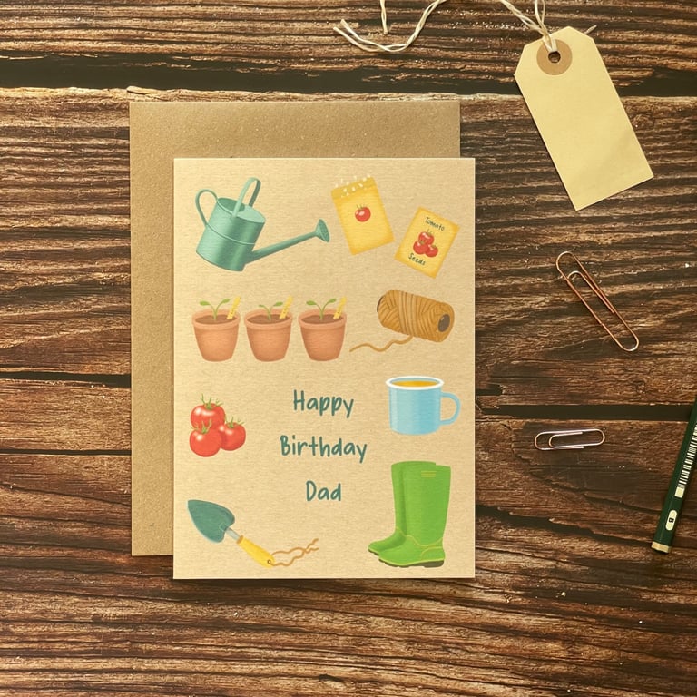Hand-illustrated Dad Gardeners Greeting Card- Birthday Card