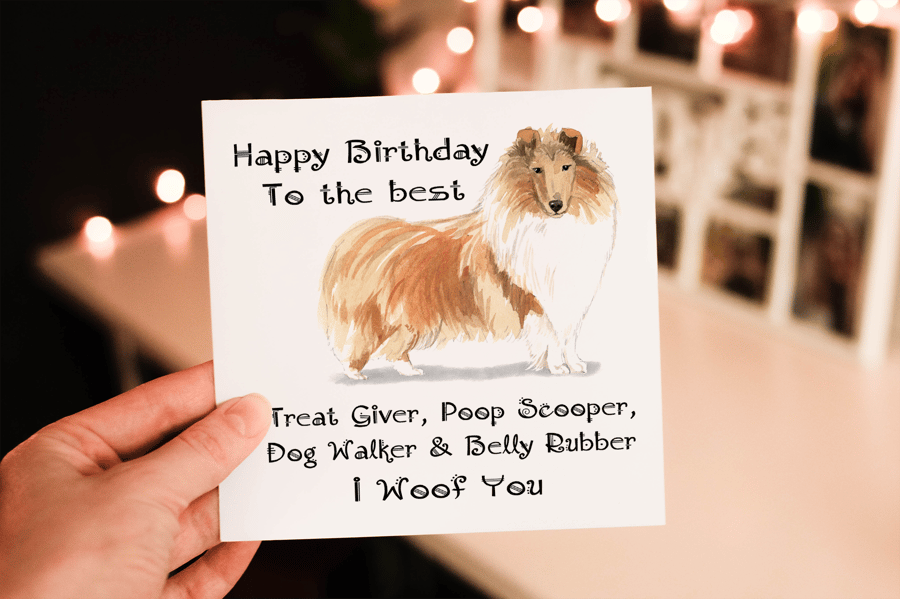 Rough Collie Dog Birthday Card, Dog Birthday Card