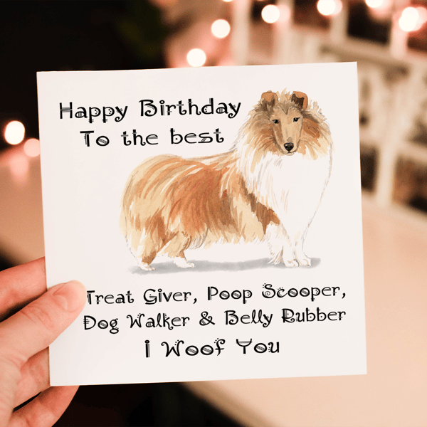 Rough Collie Dog Birthday Card, Dog Birthday Card