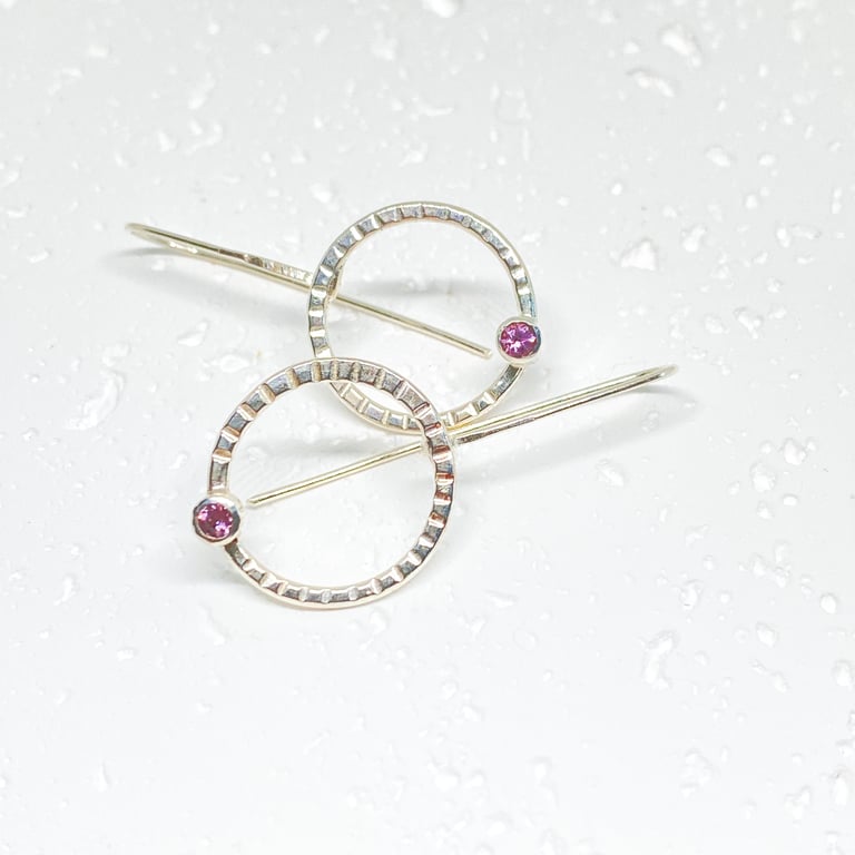 Garnet Sterling Silver Earrings Handmade 