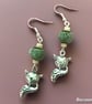Silver Fox Dangle Earrings, Ceramic Bead & Semi Precious Howlite, Freepost