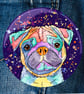 Pug Badge . Magnet . Pocket Mirror . Magnetic Bottle Opener