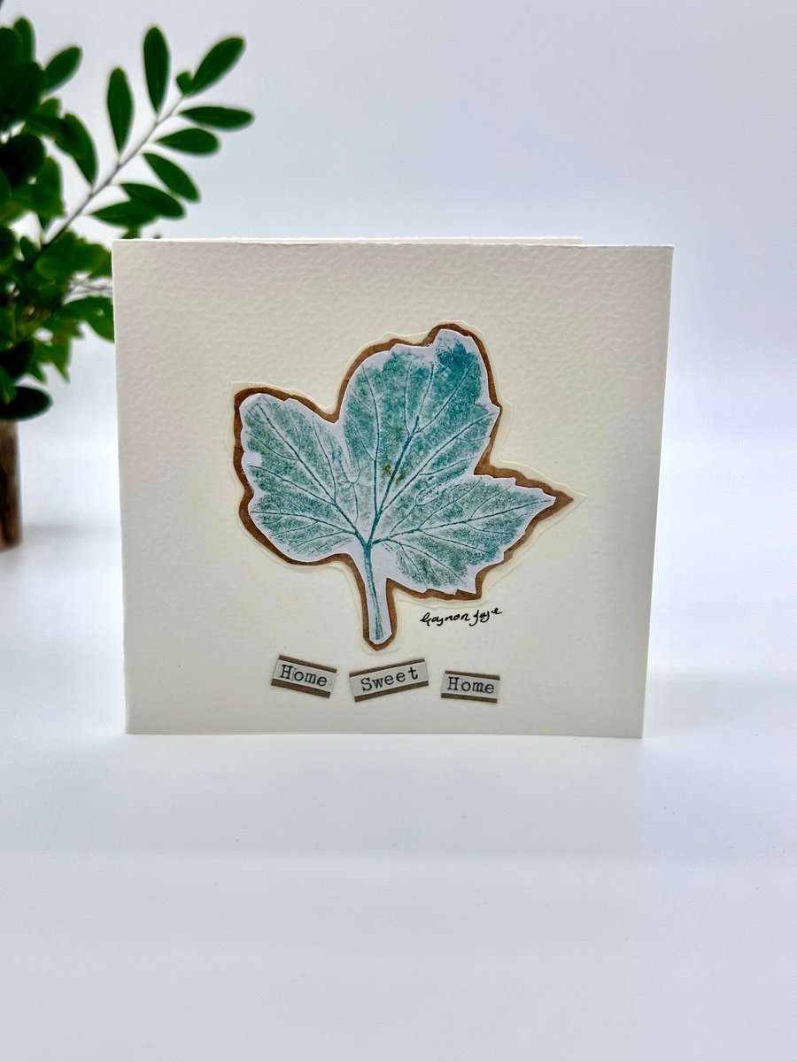 Home sweet home botanical hand printed card