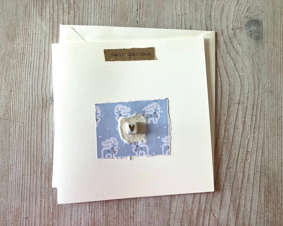 Ceramic Christmas card, love heart design hand made as a gift 