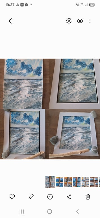 Shore sea coastal shadow cast painting 