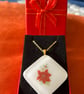 Unique Handcrafted Christmas Poinsettia Flower Pendant.