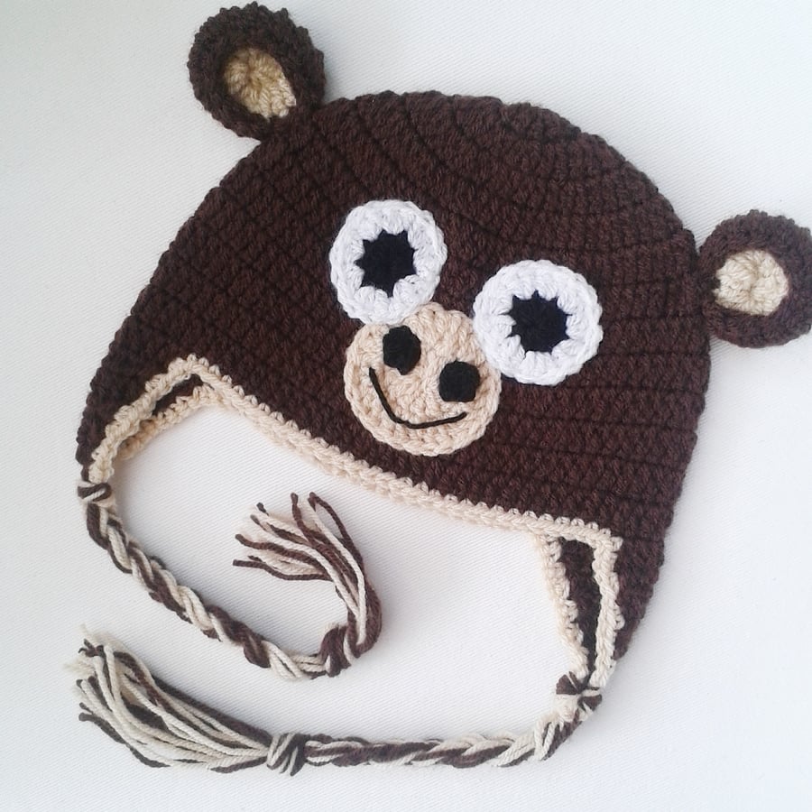 6-12 months monkey baby hat. Great photo prop or gift for babies and children!