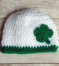 Emerald Green and White Crochet Baby Beanie Hat, 3 Styles and Size Choices - Image 4