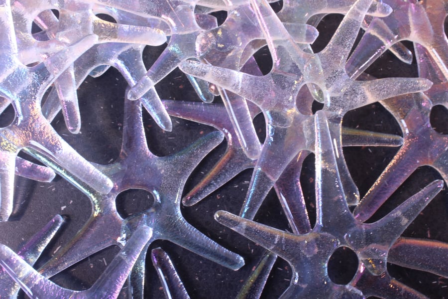 Stars - Rainbow Irridised fused glass