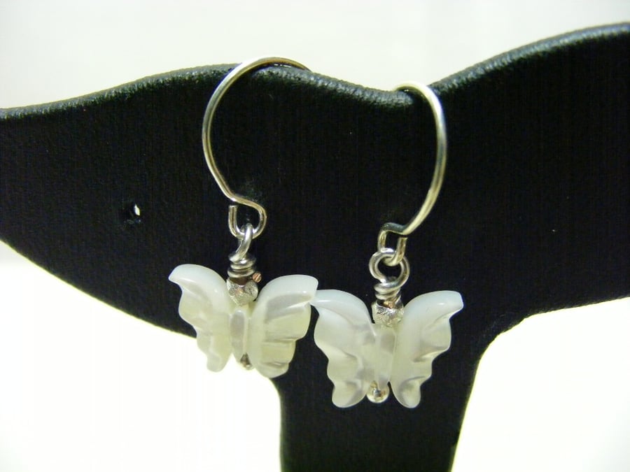 White Shell Butterfly Earrings