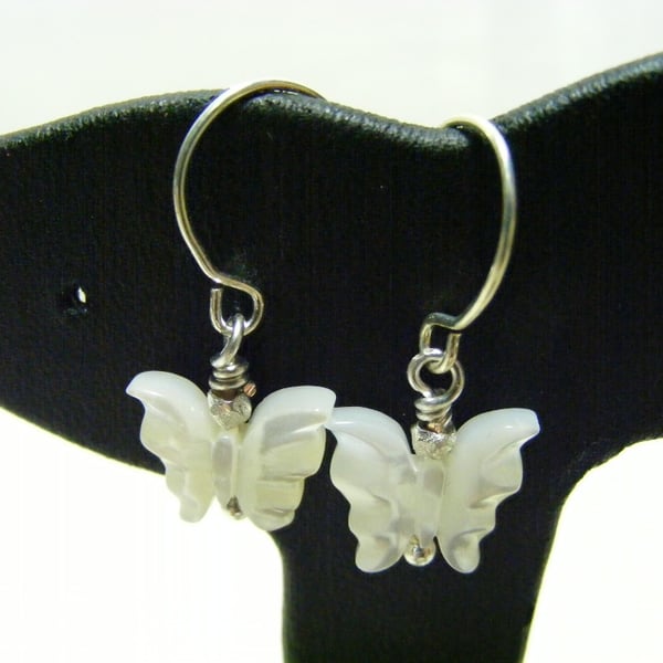 White Shell Butterfly Earrings