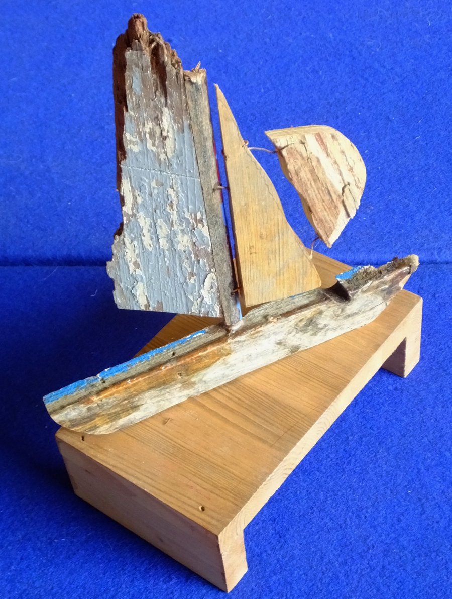 Driftwood yatch or sailing boat ideal decoration for seaside cottage