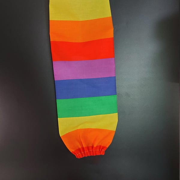 Carrier bag holder Handmade fabric bag tidy Bright rainbow fabric large stripe b