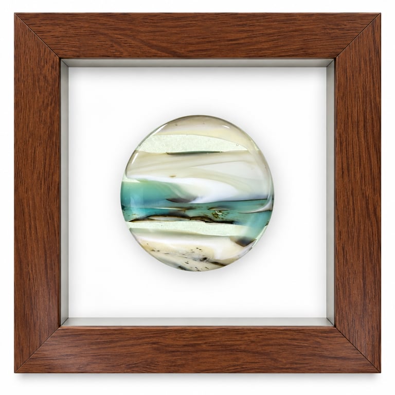 Framed fused glass rondel - H