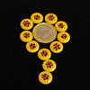 Vintage Buttons: Bright Yellow with Flower Centers 11x 13mm 