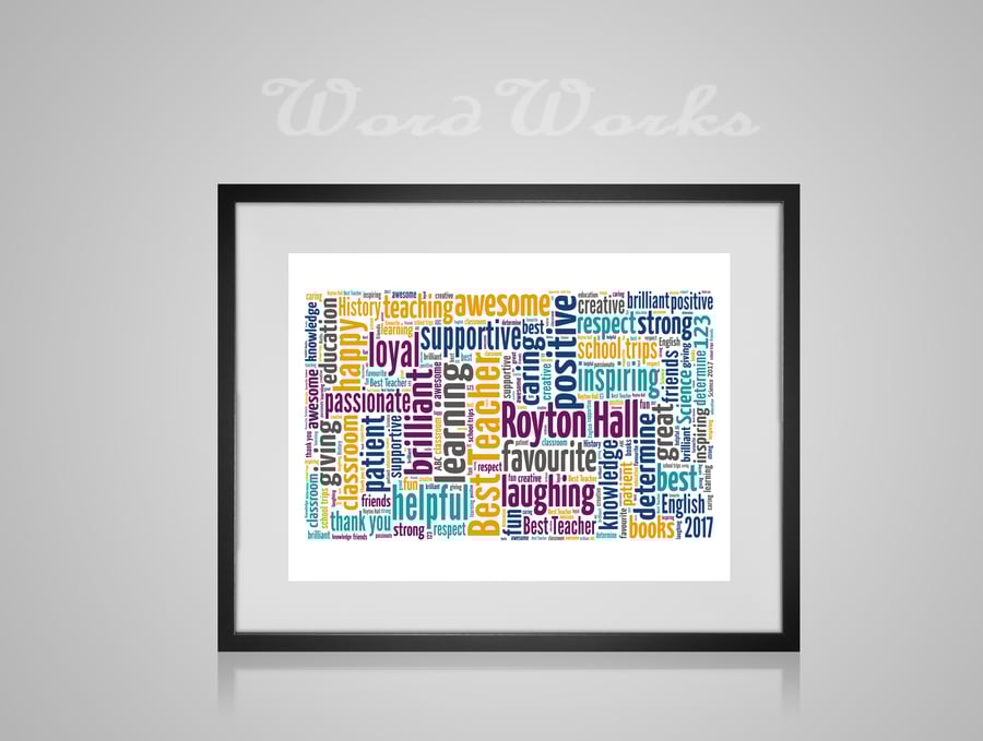 Personalised Best Teacher Design Word Art Print