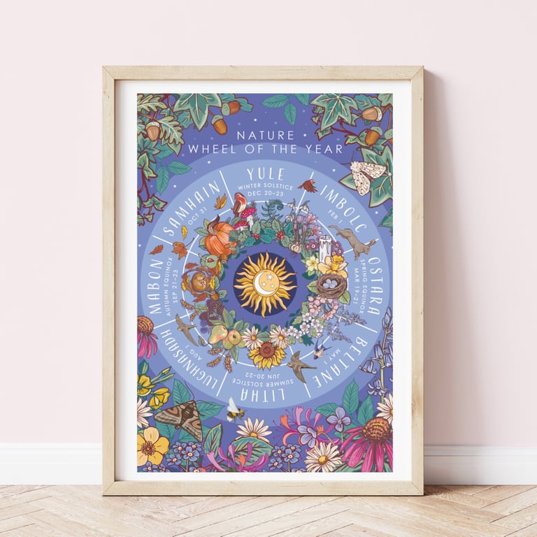 'Nature Wheel of the Year' Illustration Print A4 Unframed 