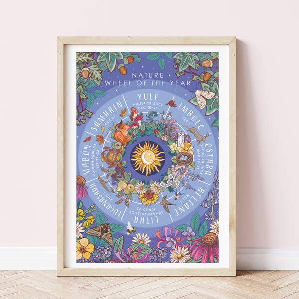 'Nature Wheel of the Year' Illustration Print A4 Unframed 