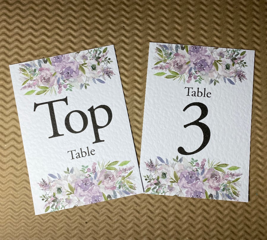 MAUVE roses peonies dusty pink TABLE NUMBERS wedding rustic A6 card